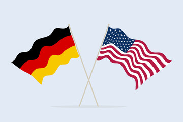 Flag of USA and Germany together. A symbol of friendship and cooperation of states. Vector illustration.