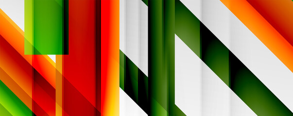 Geometric abstract backgrounds with shadow lines, modern forms, rectangles, squares and fluid gradients. Bright colorful stripes cool backdrops