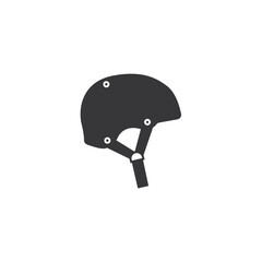 Skateboard, roller skating, cycling, scooter, longboarding, rollerblading helmet black monochrome icon on isolated white background. Skater head protective accessory.