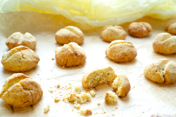 Fresh homemade pastries in small cookies with corn flour