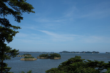 Fototapeta na wymiar 真夏の松島湾、松島海岸