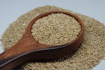 Organic natural Til Gul OR Sesame seeds over white background