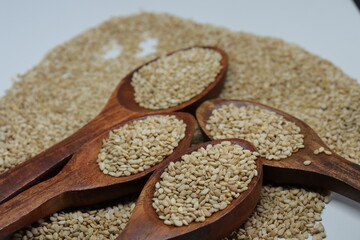 Organic natural Til Gul OR Sesame seeds over white background