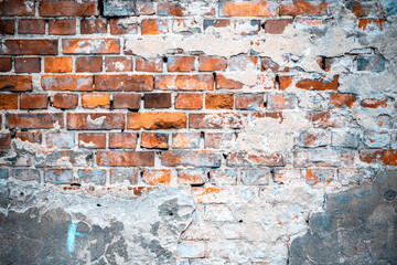 Peeling wall paint. Vintage grunge plaster or concrete stucco surface. Old rough stone on cement pattern wall background. Montage product design concept.