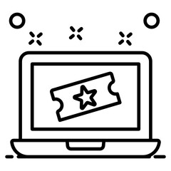 
Ticket card inside laptop, style of online ticket icon
