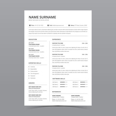 Professional Resume Template Vector Design