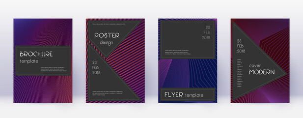 Black brochure design template set. Violet abstrac