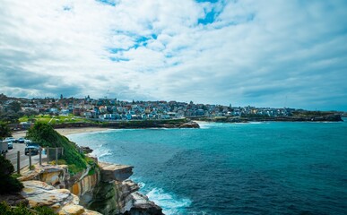 Fototapeta na wymiar Bronte Beach Sydney Australia beautiful blue turquoise waters, great for swimming and surfing