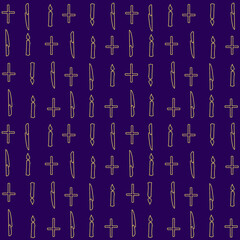 Halloween pattern with knife, candle and cross