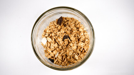 Bottle jar of granola cereal