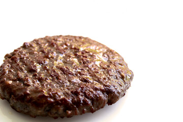 grilled burger meat on a white background