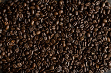 Fresh arabica coffee beans as a texture or background.