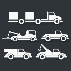 Set vector of towing truck icons. Eps 10 vector illustration.