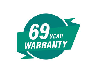 69 Years warranty badge vector images
