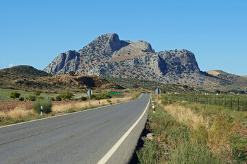 A street leading to the legendary Lover's Rock near Antequera, Spain, Europe
