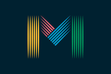 Abstract and modern colorful letter M logo design.