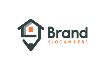Creative pencil from home logo design.