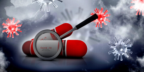 3D illustration covid 19 testing kit