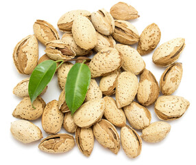 almond fruits on a white background