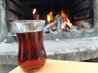 Turkish tea freshly brewed in a tea glass