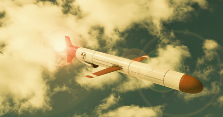 Nuclear Cruise missile against the sky. 3D render