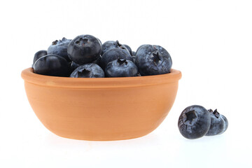 Blueberry. Blueberries in bowl isolated isolated on white background. With clipping path.