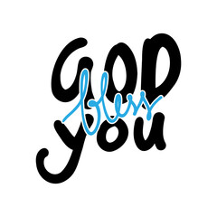 Printable God Bless You. Short Phrase. Hand Lettering Brush Calligraphy For blog and social media.