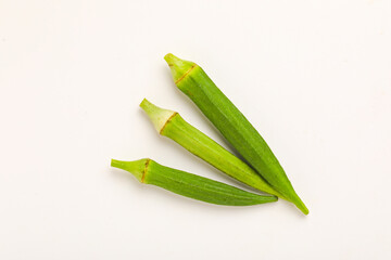fresh okra(lady finger) on white background
