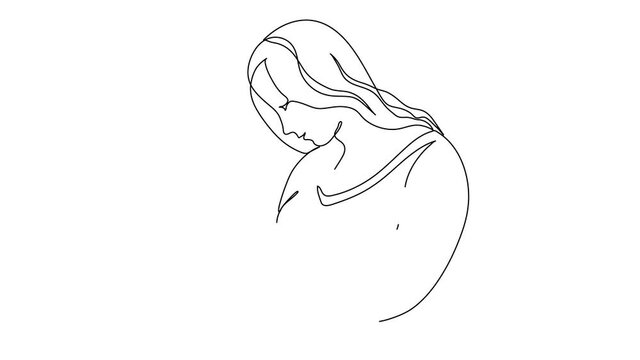 Self drawn animation of a woman with a baby