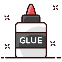 
Icon of glue bottle, a sticky stationery item in modern style 
