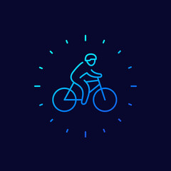 Fototapeta na wymiar cyclist icon, line vector art