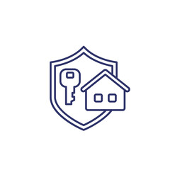 home and key line icon with shield
