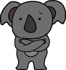 腕組みをする可愛いコアラのイラスト