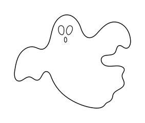 Cute vector ghost. Black and white Halloween character icon. Autumn all saints eve illustration with flying spook. Samhain party coloring page for kids. .