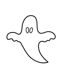 Cute vector ghost. Black and white Halloween character icon. Autumn all saints eve illustration with flying spook. Samhain party coloring page for kids. .