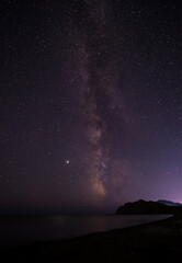 The Milky Way in camping, in Crimea, on the black sea shore