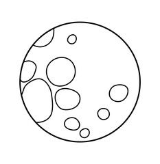 Vector black and white moon. Halloween outline icon. Cute autumn all saints eve illustration. Samhain party sign design for kids. Planet line drawing.