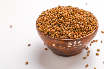 moth beans or matki beans in wooden bowl