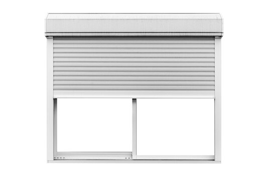 Metal roller window shutter isolated on white background