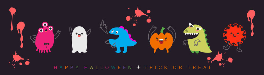 Funny Halloween monster cartoon character design.