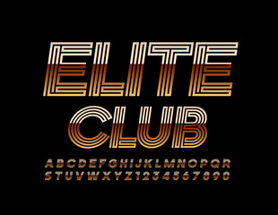 Vector premium logo Elite Club. Abstract chic Font. Luxury maze style Alphabet Letters and Numbers