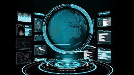 Futuristic user interface dashboard for big data analytic in information chart . HUD GUI text number graph element for digital technology concept .