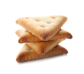 Crispy crackers isolated on white. Delicious snack