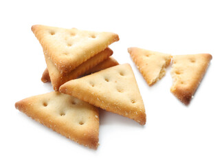 Crispy crackers isolated on white. Delicious snack