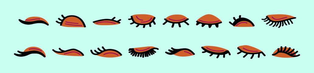 set of eyelashes cartoon icon design template with various models. vector illustration