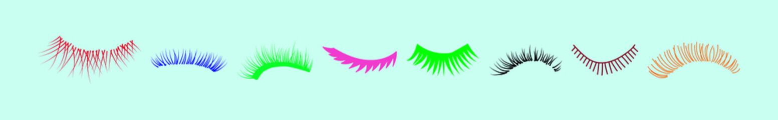 set of eyelashes cartoon icon design template with various models. vector illustration