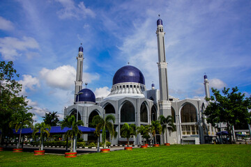 view of Kubang Kerian town in Kota Bharu. Looking over Sultan Ismail Petra Mosque and Pasir Hor - Kubang Kerian interchange bridge.