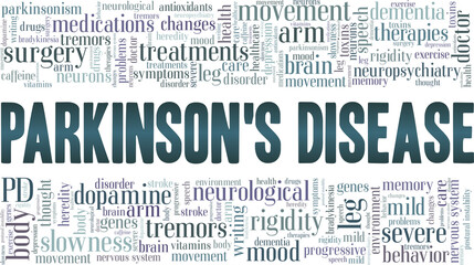 Parkinson's  disease vector illustration word cloud isolated on a white background.