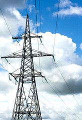 high-voltage line on the sky background