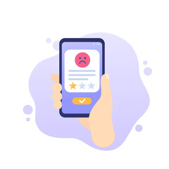 bad review icon with phone, vector